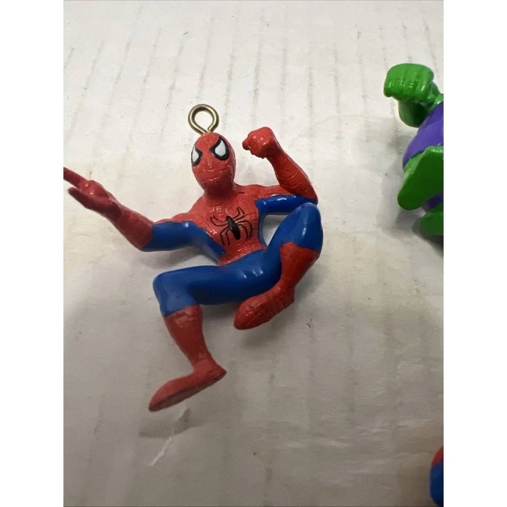 Lot Of 4 Vintage Miniature Marvel Christmas Ornaments Spider-Man And Hulk